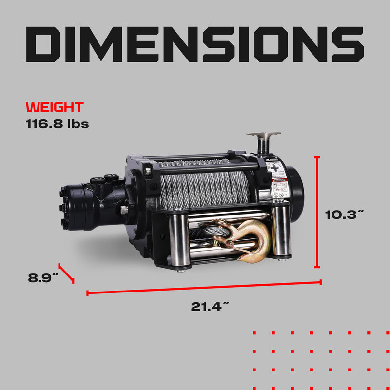 Load image into Gallery viewer, NH 15,000lb Industrial Hydraulic Winch - Steel Rope
