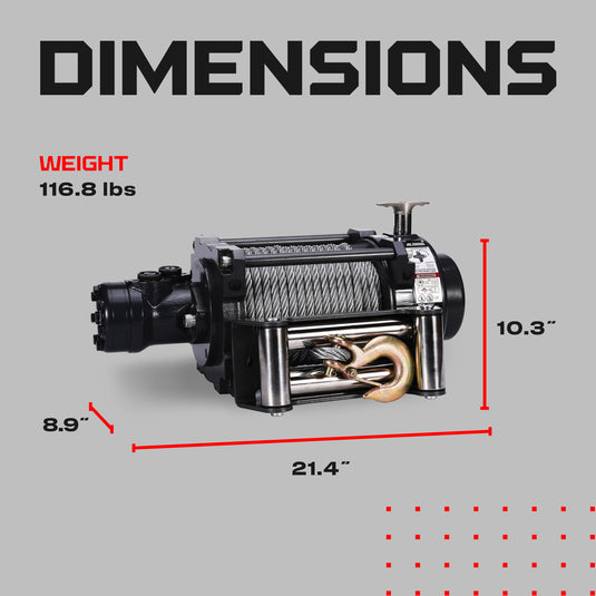 NH 15,000lb Industrial Hydraulic Winch - Steel Rope