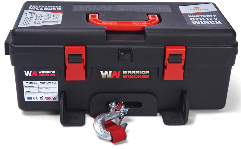 Load image into Gallery viewer, Trojan 4,000lb 12v Portable Utility Winch - Synthetic Rope
