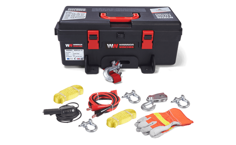 Load image into Gallery viewer, Trojan 4,000lb 12v Portable Utility Winch - Synthetic Rope
