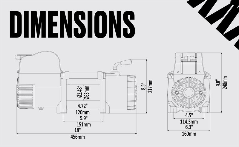 Load image into Gallery viewer, Samurai 9,500lb Short Drum 12v Electric Winch - Synthetic Rope
