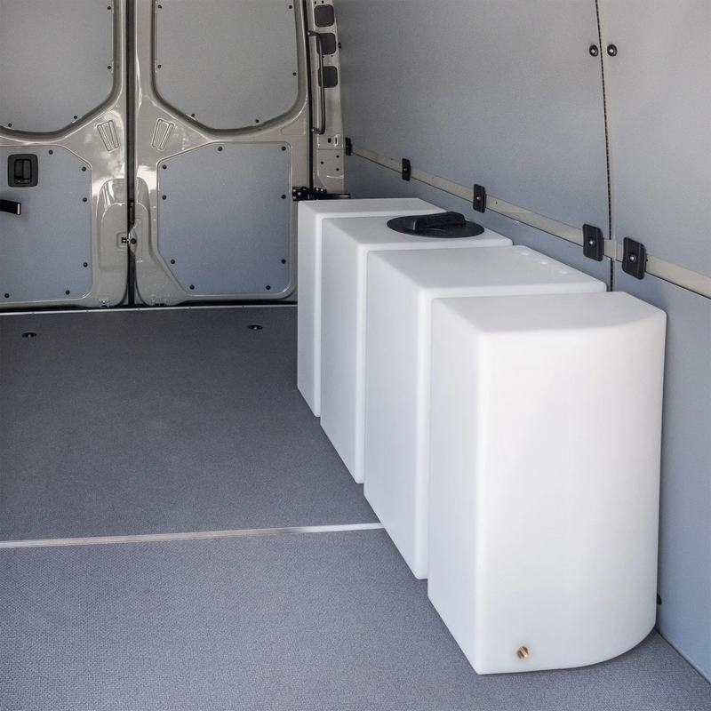 Load image into Gallery viewer, Wheel Well Fresh Water Tank – 59.4 Gal – Sprinter 144&quot; WB &amp; 170&quot; WB – Custom Van Schmiede
