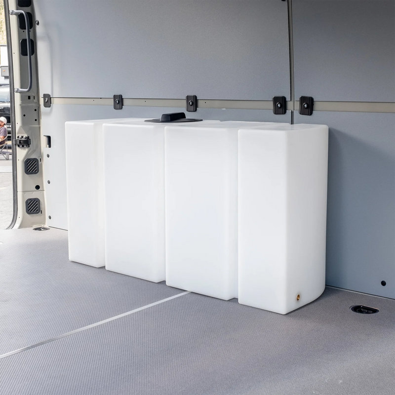 Load image into Gallery viewer, Wheel Well Fresh Water Tank – 59.4 Gal – Sprinter 144&quot; WB &amp; 170&quot; WB – Custom Van Schmiede
