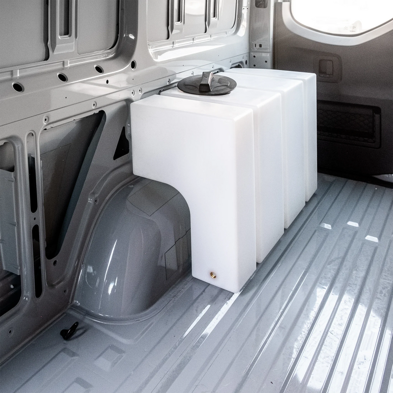 Load image into Gallery viewer, Wheel Well Fresh Water Tank – 59.4 Gal – Sprinter 144&quot; WB &amp; 170&quot; WB – Custom Van Schmiede
