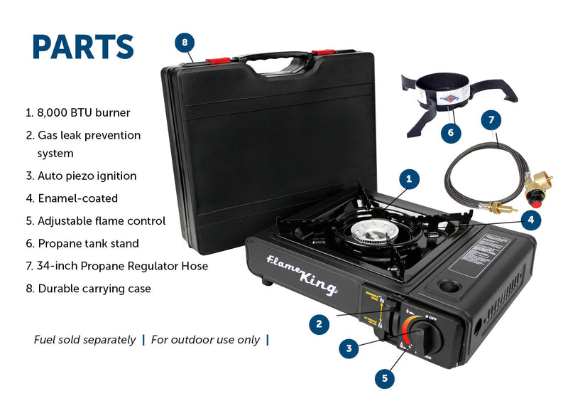 Load image into Gallery viewer, Flame King Portable Butane &amp; Propane Gas Stove with Single Burner

