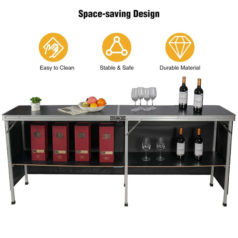 Load image into Gallery viewer, Portable Bar Table for Events  with Double Layer
