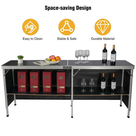 Portable Bar Table for Events  with Double Layer