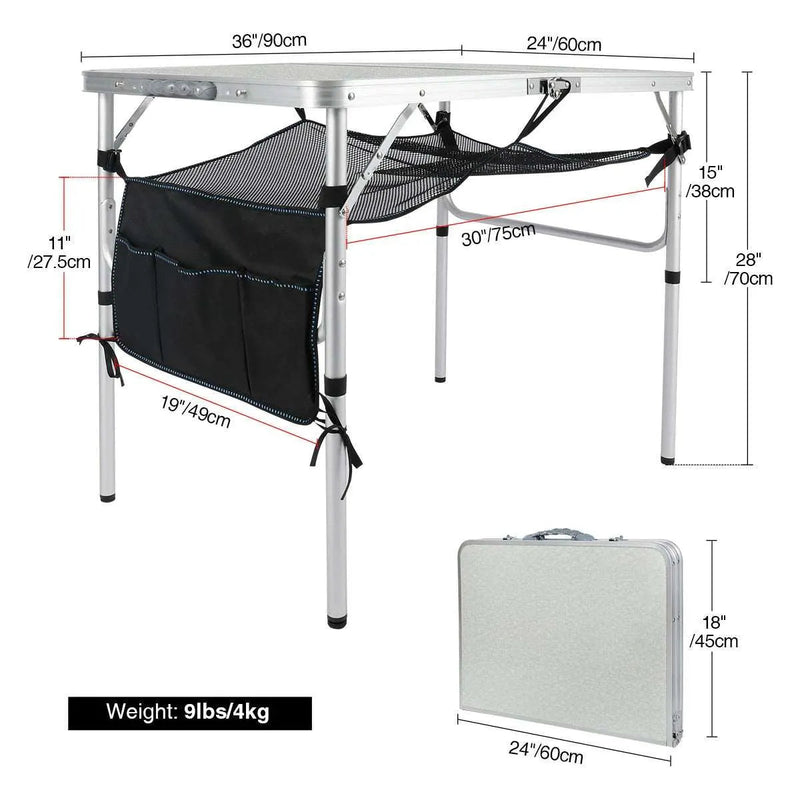 Load image into Gallery viewer, Aluminum Folding Table with Mesh Storage Organizer
