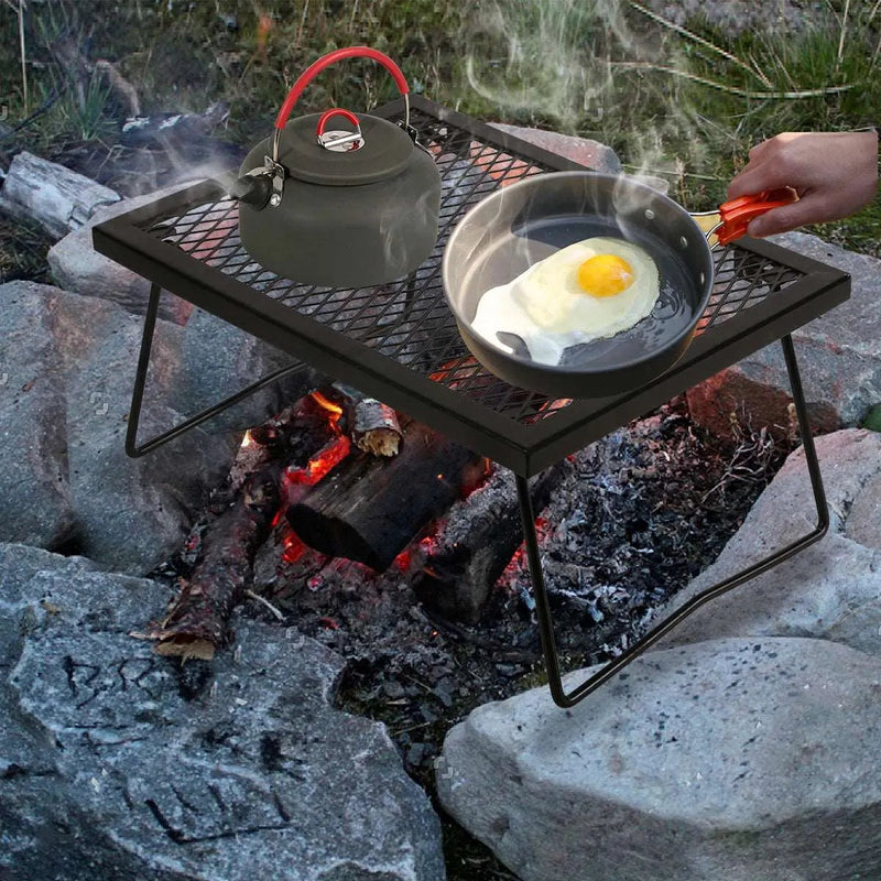 Load image into Gallery viewer, Portable Heavy Duty Folding Steel Campfire Grill Grate for Outdoor Cooking, Black
