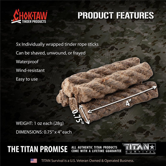 CHOKTAW Waxed Jute Rope Tinder Sticks