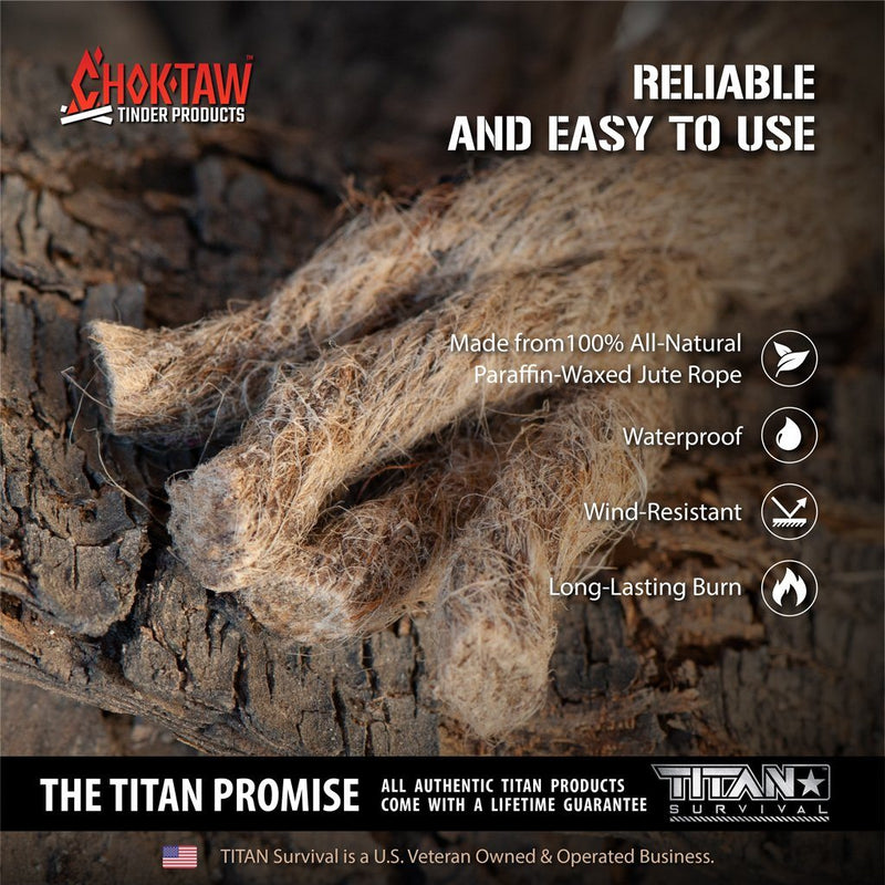 Load image into Gallery viewer, CHOKTAW Waxed Jute Rope Tinder Sticks
