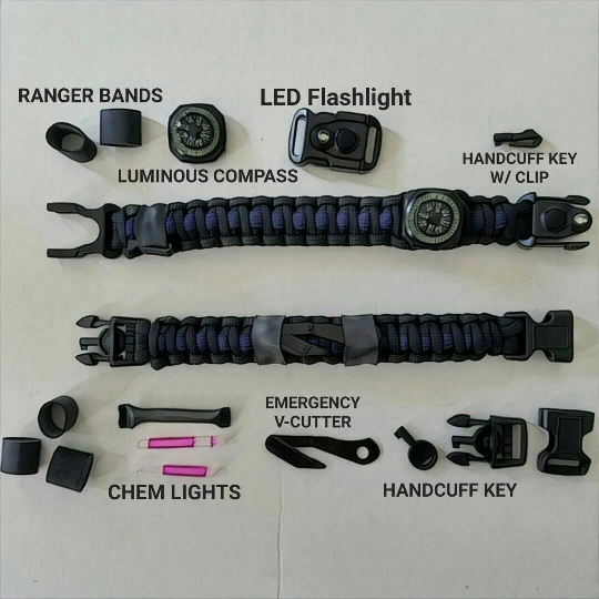 Load image into Gallery viewer, First Responder Strap - Police LEO backup duty gear w/ light, cuff key, seatbelt cutter, compass.
