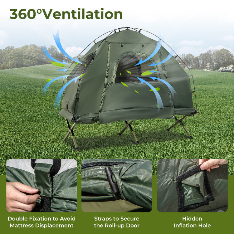 Load image into Gallery viewer, 1-Person Folding Camping Tent with Sunshade and Air Mattress
