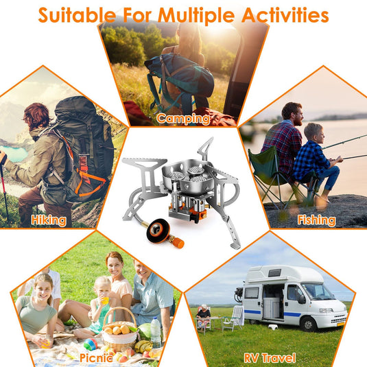 Portable 4000W Foldable Camping Stove with Ignition & Carry Case