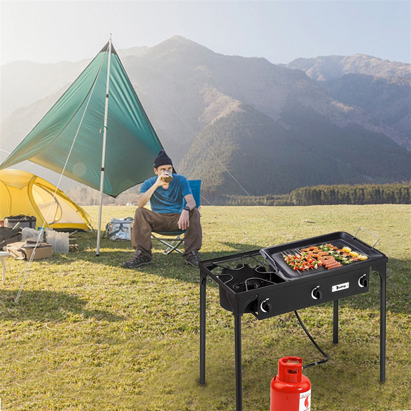 Load image into Gallery viewer, 225,000 BTU Outdoor Propane Camp Stove – 3 Burner Cooker
