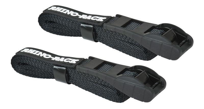 Load image into Gallery viewer, Rhino-Rack Rapid Tie Down Straps w/Buckle Protector - 3.5m/11.5ft - Pair - Black
