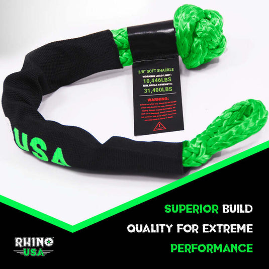 Rhino USA Synthetic Soft Shackles Green (2-Pack)