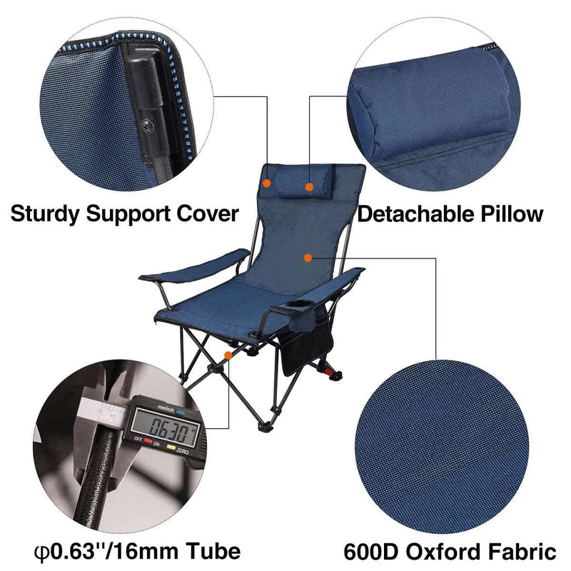 Load image into Gallery viewer, Portable Folding Reclining Camp Chairs with Removable Footrest and Adjustable Backrest, Blue

