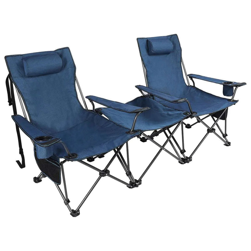 Load image into Gallery viewer, Portable Folding Reclining Camp Chairs with Removable Footrest and Adjustable Backrest, Blue
