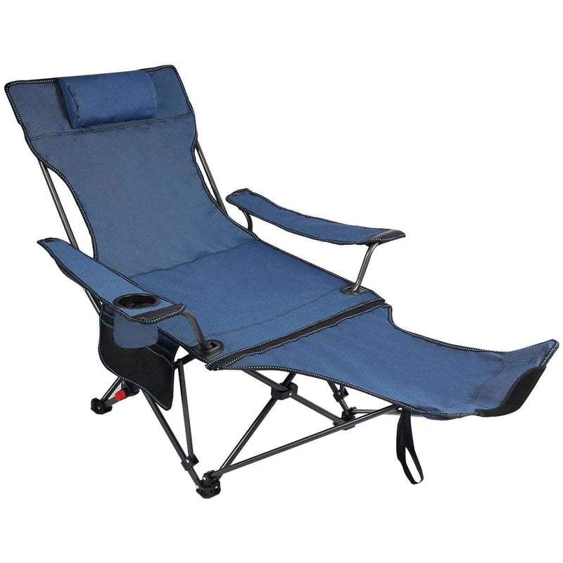 Load image into Gallery viewer, Portable Folding Reclining Camp Chairs with Removable Footrest and Adjustable Backrest, Blue
