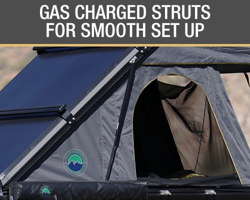 HD Mamba Clam Shell Aluminum Hard Shell Roof Top Tent, Grey Body & Green Trim