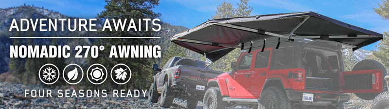 Load image into Gallery viewer, HD Nomadic 270 Degree Awning - Driver Side - Dark Gray Awning with Black Cover
