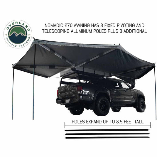 HD Nomadic 270 Degree Awning - Passenger Side - Dark Gray Awning With Black Cover