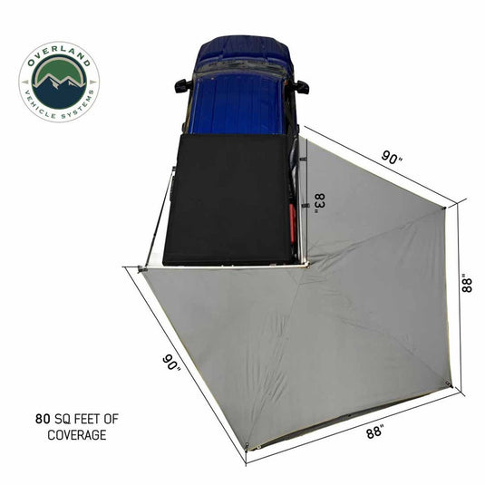 HD Nomadic 270 LT Awning - Passenger Side - Dark Gray With Black Travel Cover Universal