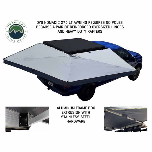 HD Nomadic 270 LT Awning - Passenger Side - Dark Gray With Black Travel Cover Universal