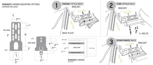 HD Nomadic 270 LT Awning & Wall 1, 2, & Mounting Brackets - Driver Side