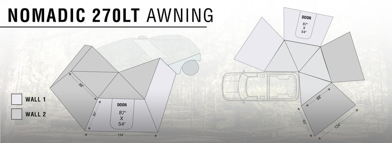 Load image into Gallery viewer, HD Nomadic 270 LT Awning &amp; Wall 1, 2, &amp; Mounting Brackets - Driver Side
