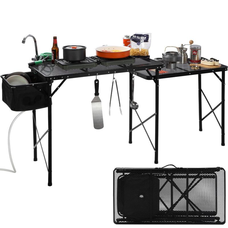 Load image into Gallery viewer, Portable Camping Kitchen Table with Storage Organizer for Outdoor
