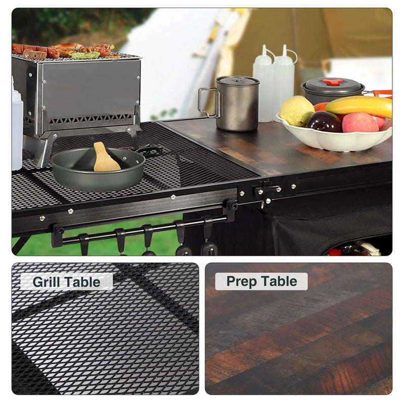 Load image into Gallery viewer, Portable Camping Kitchen Table with Storage Organizer for Outdoor
