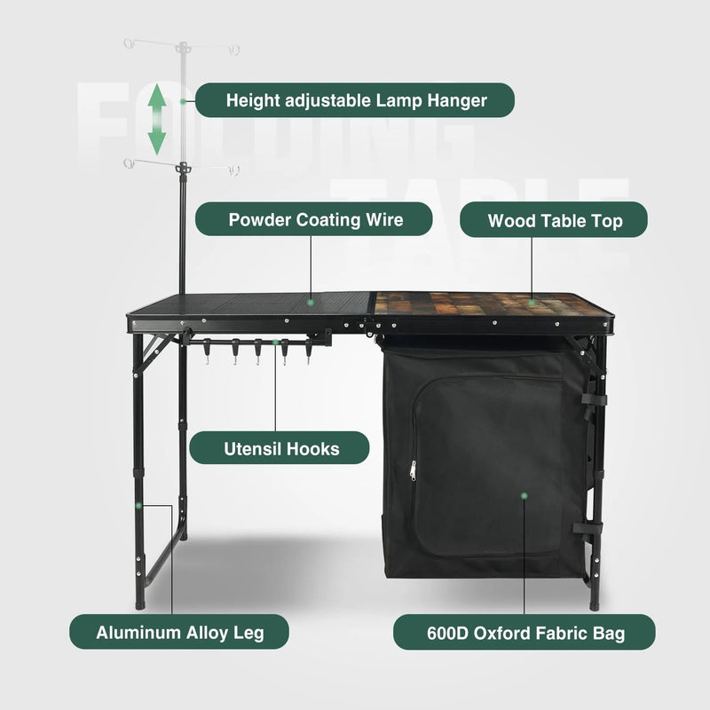 Load image into Gallery viewer, Portable Camping Kitchen Table with Storage Organizer for Outdoor
