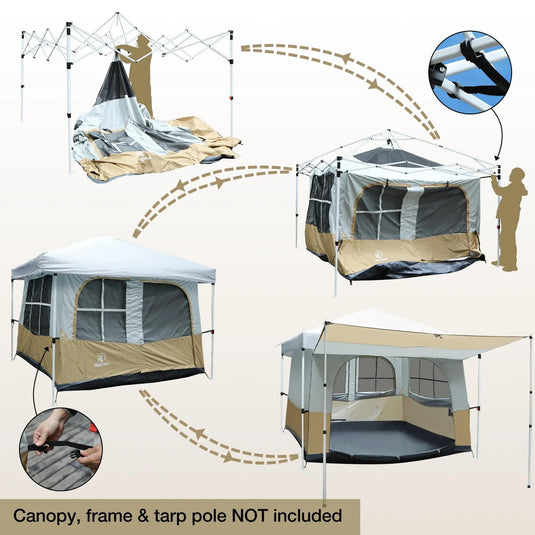 Camping Cube Inner Tent for 10'x10' Pop Up Canopy (Canopy & Frame NOT Included)