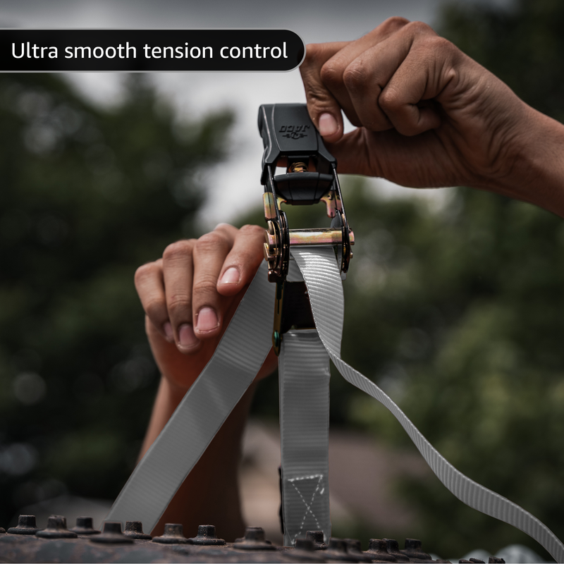 Load image into Gallery viewer, Tie Down Ratchet Straps (4 Pack) - 1 in x 15 ft | AAR Certified Break Strength (1,823 lbs) | Cargo Tie Down Set
