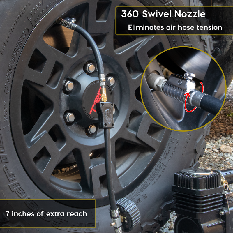 Load image into Gallery viewer, Lightning S2X Tire Inflator Hose Extension Self-Locking Nozzle | Patented Air Hose Adapter for Tire Pumps (Open Flow)
