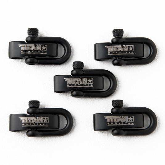 Stainless Steel D-Shackles, 5-Pack | BLACK