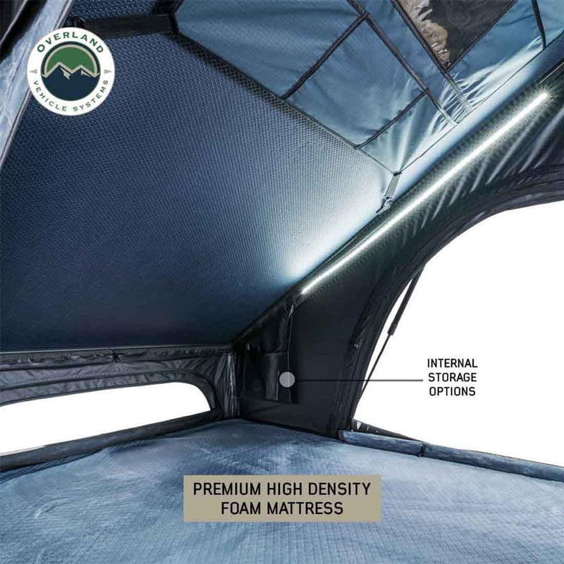 Load image into Gallery viewer, Stay Ready Outdoors XD Lohtse Clam Shell Aluminum Hard Shell Roof Top Tent, Blue Body &amp; Black Rainfly
