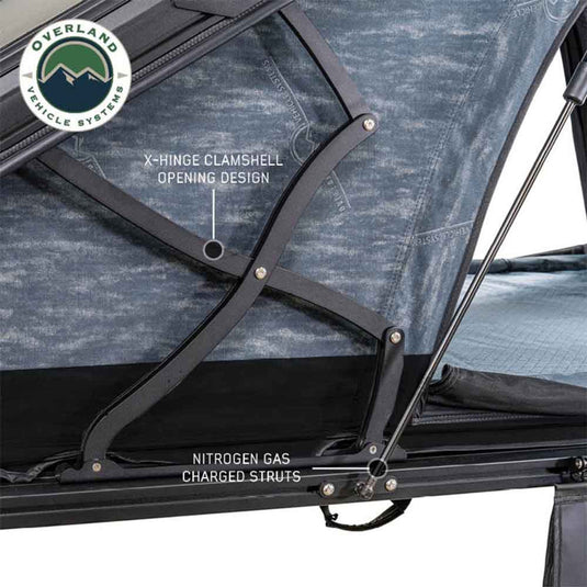 Stay Ready Outdoors XD Lohtse Clam Shell Aluminum Hard Shell Roof Top Tent, Blue Body & Black Rainfly