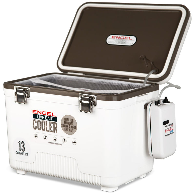 Load image into Gallery viewer, Engel Live Bait Drybox/Cooler with 2 speed aerator pump &amp; net
