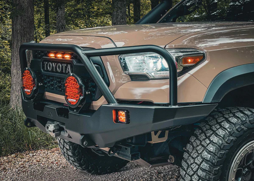 Load image into Gallery viewer, Backwoods Toyota Tacoma (2016+) Hi-Lite Overland Front Bumper - Bull Bar
