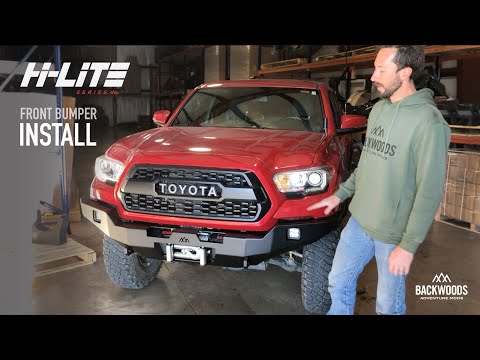 Load and play video in Gallery viewer, Backwoods Toyota Tacoma (2016+) Hi-Lite Overland Front Bumper - Bull Bar
